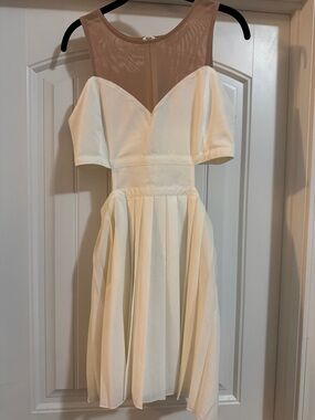 Stylestalker Ivory and Nude Mesh Sweetheart Mini Dress